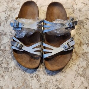 Silver Women's Flats with Buckle Straps Sz 7